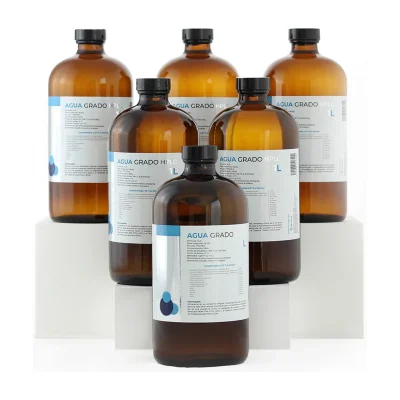 Agua grado HPLC Ecopura en paquete de seis botellas
